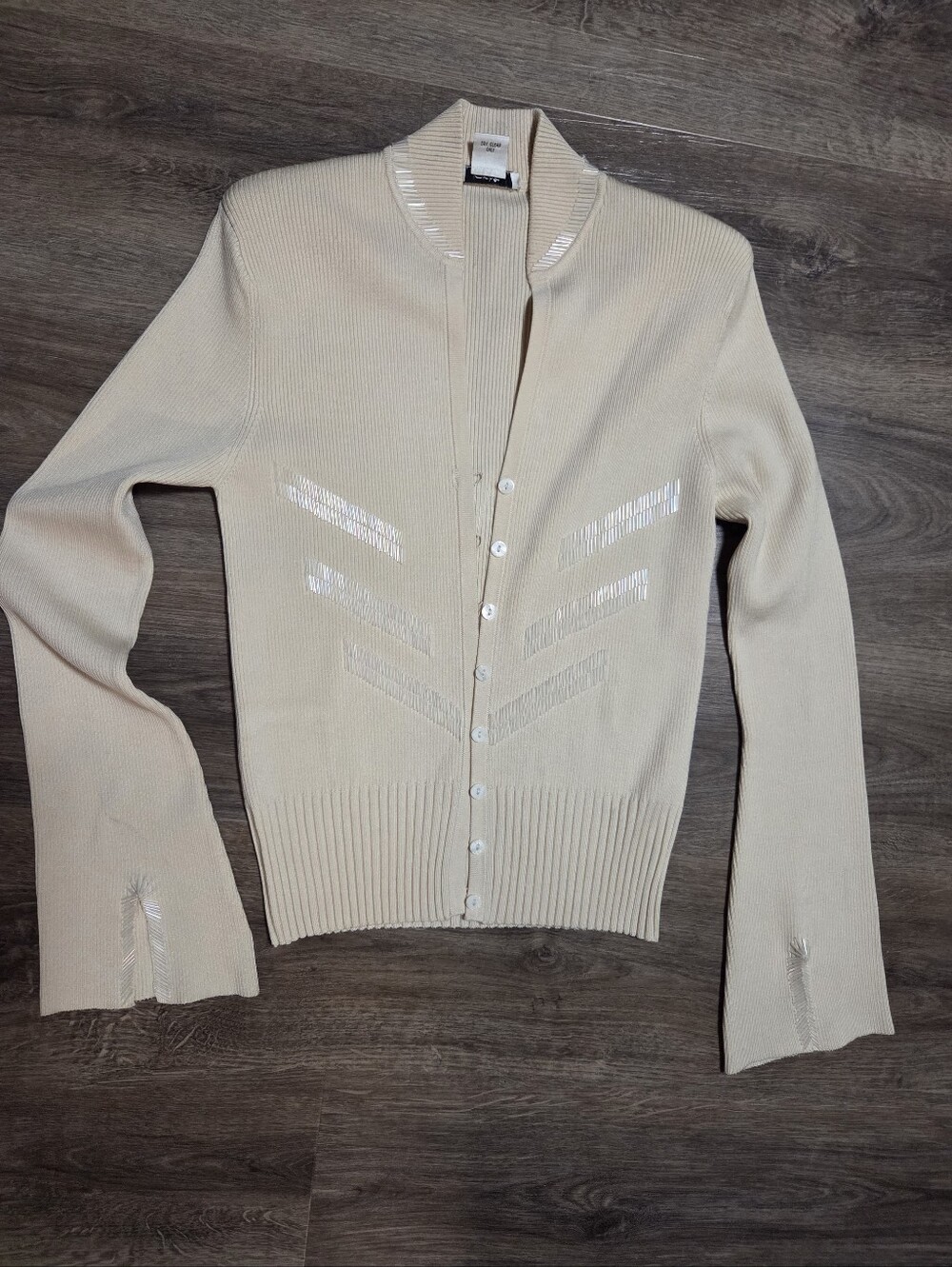 Caché Silk Glass Beaded Cardigan